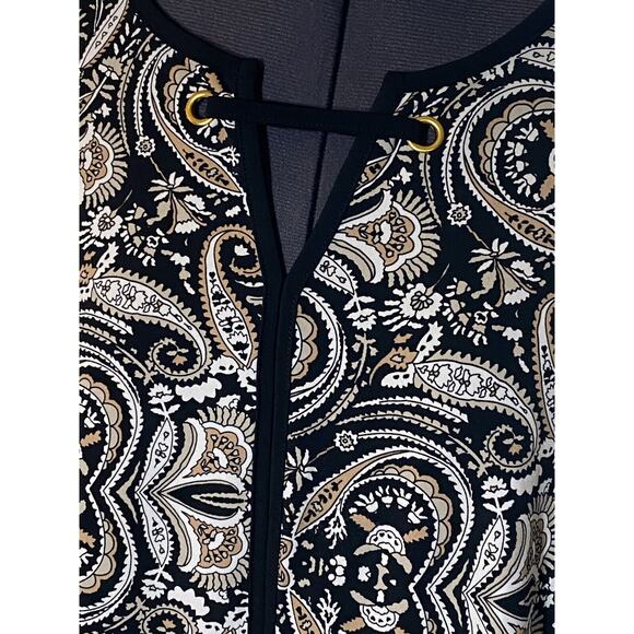 LIZ CLAIBORNE Women's Large Sleeveless Keyhole Front Paisley Stretch Knit Top - Picture 3 of 10